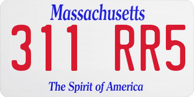 MA license plate 311RR5