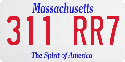 MA license plate 311RR7