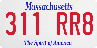 MA license plate 311RR8
