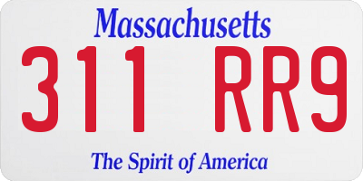 MA license plate 311RR9