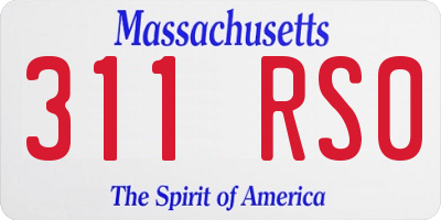 MA license plate 311RS0