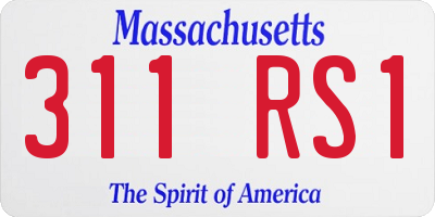 MA license plate 311RS1