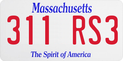 MA license plate 311RS3