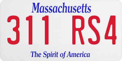 MA license plate 311RS4