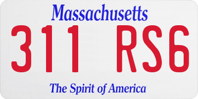 MA license plate 311RS6