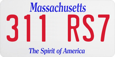 MA license plate 311RS7