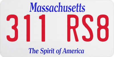 MA license plate 311RS8