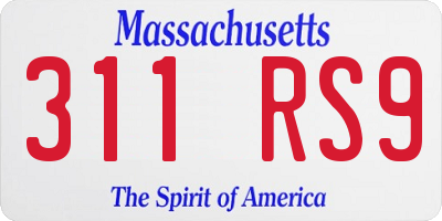 MA license plate 311RS9
