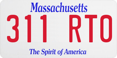 MA license plate 311RT0