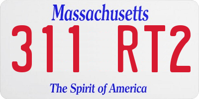 MA license plate 311RT2