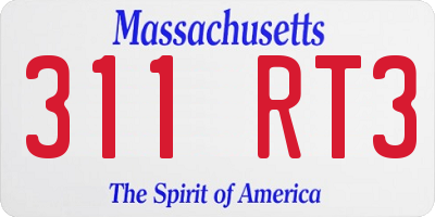 MA license plate 311RT3