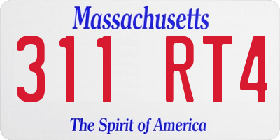 MA license plate 311RT4
