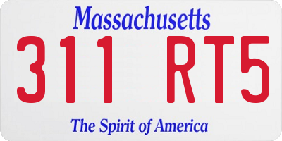 MA license plate 311RT5