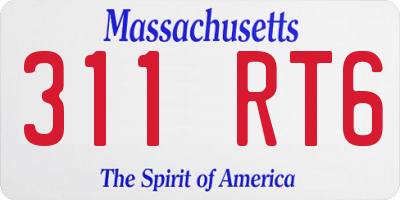 MA license plate 311RT6