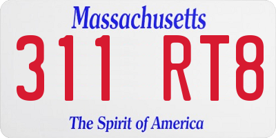 MA license plate 311RT8