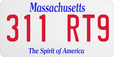 MA license plate 311RT9
