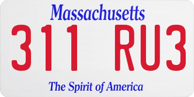 MA license plate 311RU3