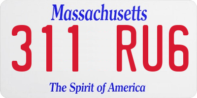 MA license plate 311RU6