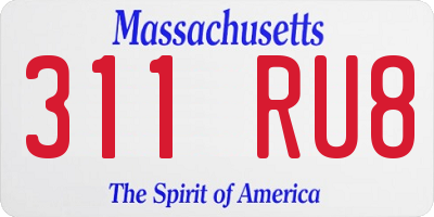 MA license plate 311RU8