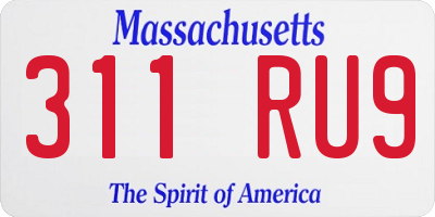 MA license plate 311RU9