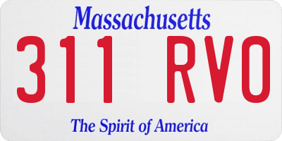 MA license plate 311RV0