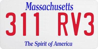 MA license plate 311RV3