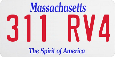 MA license plate 311RV4