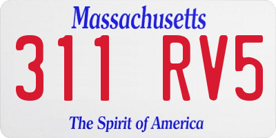 MA license plate 311RV5