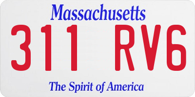 MA license plate 311RV6