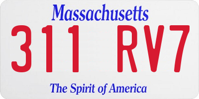 MA license plate 311RV7