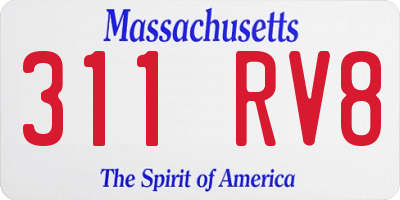 MA license plate 311RV8
