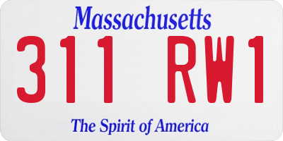 MA license plate 311RW1