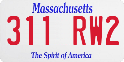 MA license plate 311RW2