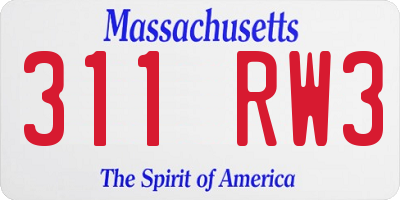 MA license plate 311RW3