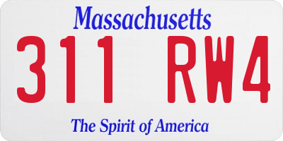 MA license plate 311RW4