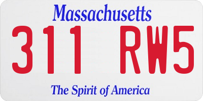 MA license plate 311RW5