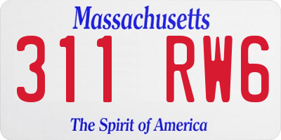 MA license plate 311RW6