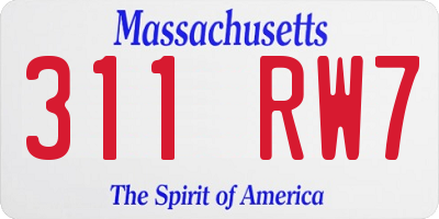 MA license plate 311RW7