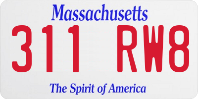 MA license plate 311RW8
