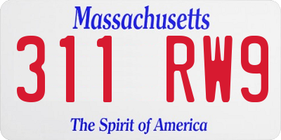 MA license plate 311RW9
