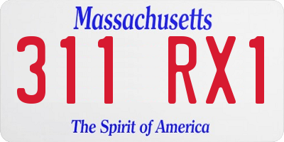 MA license plate 311RX1