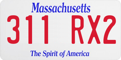 MA license plate 311RX2