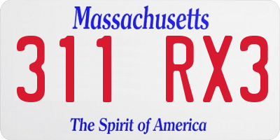 MA license plate 311RX3