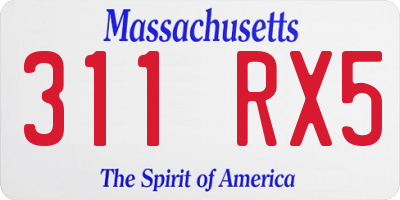 MA license plate 311RX5