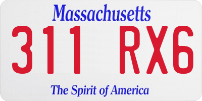 MA license plate 311RX6