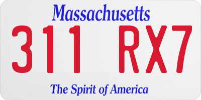 MA license plate 311RX7