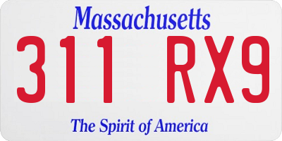 MA license plate 311RX9