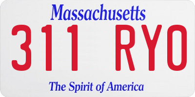 MA license plate 311RY0