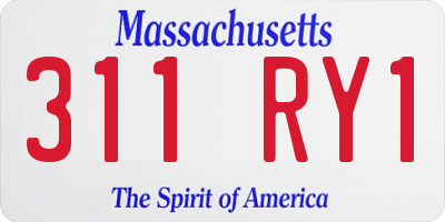 MA license plate 311RY1