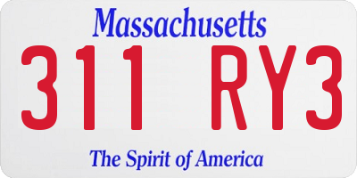 MA license plate 311RY3